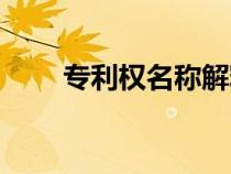 專利權(quán)名稱解釋（專利權(quán)名詞解釋）