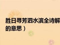 勝日尋芳泗水濱全詩解釋（勝日尋芳泗水濱無邊光景一時新的意思）