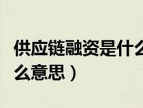 供應(yīng)鏈融資是什么意思白話（供應(yīng)鏈融資是什么意思）