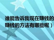 誰(shuí)能告訴我現(xiàn)在賺錢(qián)的方法有哪些呢英語(yǔ)（誰(shuí)能告訴我現(xiàn)在賺錢(qián)的方法有哪些呢）