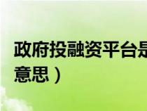 政府投融資平臺是什么意思（融資平臺是什么意思）