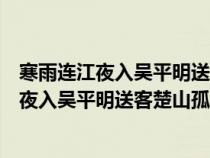 寒雨連江夜入吳平明送客楚山孤的意思手寫筆記（寒雨連江夜入吳平明送客楚山孤的意思）
