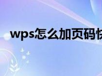wps怎么加頁碼快捷鍵（wps怎么加頁碼）