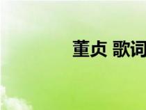 董貞 歌詞（董貞好聽的歌）