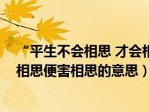 “平生不會相思 才會相思 便害相思”（平生不會相思才會相思便害相思的意思）