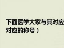 下面醫(yī)學(xué)大家與其對應(yīng)的稱號(hào)全部正確的是(醫(yī)學(xué)大家與其對應(yīng)的稱號(hào)) 下面醫(yī)學(xué)大家與其對應(yīng)的稱號(hào)全部正確的是(醫(yī)學(xué)大家與其對應(yīng)的稱號(hào))