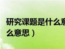 研究課題是什么意思名詞解釋（研究課題是什么意思）