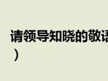 請領(lǐng)導(dǎo)知曉的敬語怎么說(請領(lǐng)導(dǎo)知曉的敬語) 請領(lǐng)導(dǎo)知曉的敬語怎么說(請領(lǐng)導(dǎo)知曉的敬語)