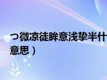 つ微涼徒眸意淺摯半什么意思（微涼徒眸意淺摯半離兮什么意思）