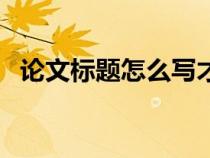論文標(biāo)題怎么寫才有效（論文標(biāo)題怎么寫）